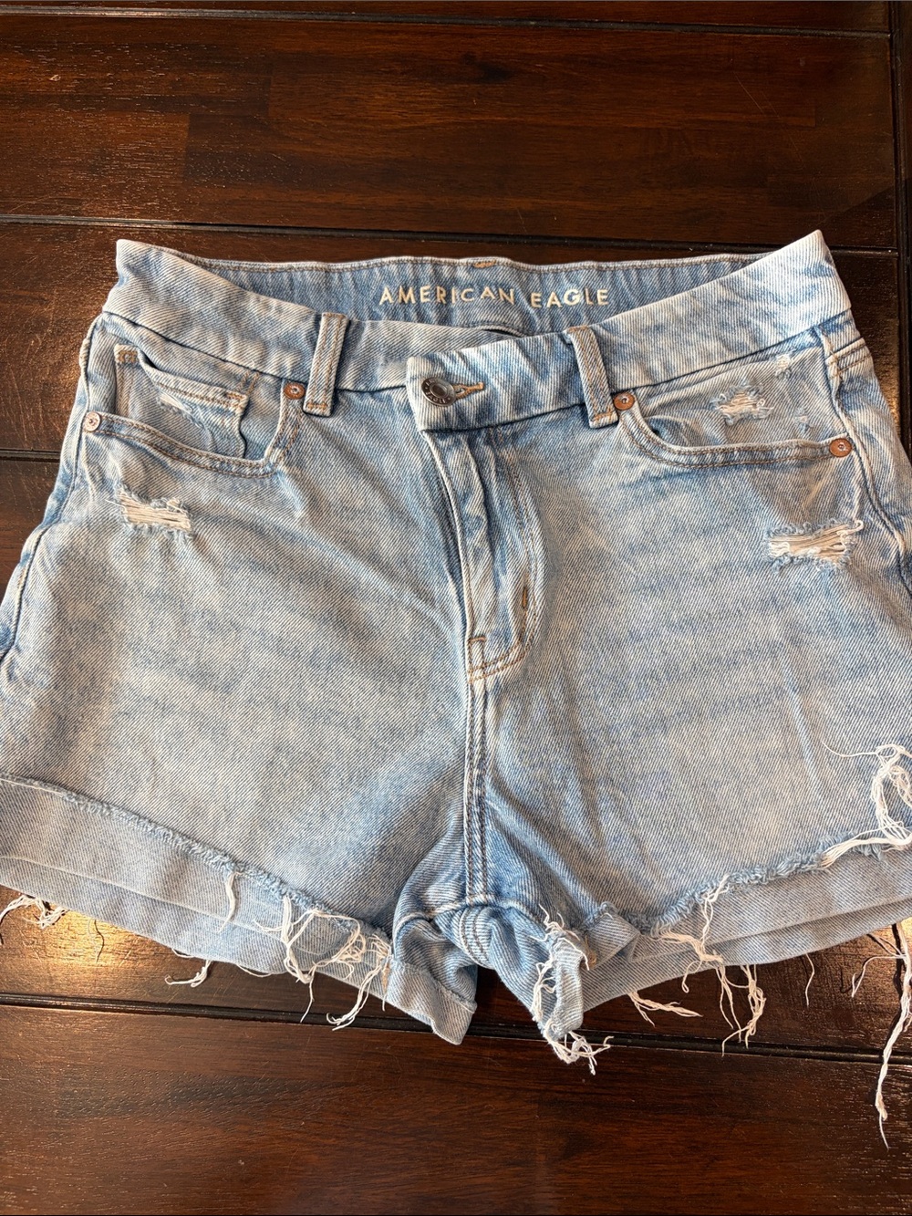 American Eagle Outfitters Light Wash Distressed Denim Shorts